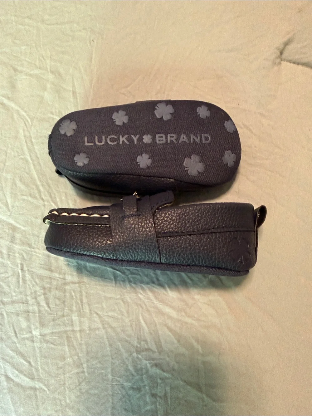 Lucky Brand Navy Blue Kids Moccasins with Silver Bit